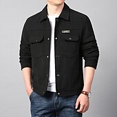 economico Giubbotti Cargo-Per uomo Giacca Leggera Giacca in Velluto a Coste Giacca Cargo Giacca Casual Vacanza Quotidiano Caldo Tasca Primavera Autunno Semplice Moda Classico Bavero Regolare Nero Verde Cachi Giacca