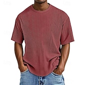 abordables T-shirt en tricot gaufré-Homme T-shirt Chemise à manches courtes Manche Courte Col ras du cou Été Uni Mode Designer Basique Jacquard Vacances Rue Sortir Abricot Noir Blanche T-shirt haut de gamme pour homme