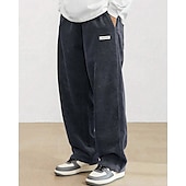 baratos calça casual-Homens Calças de Veludo Calças Calça casual Bolsos Cintura elástica Com Cordão Tecido Conforto Esportes Diário Moda Casual Preto Branco Micro-Elástica