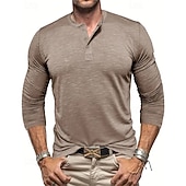 economico Cime-Per uomo Camicia da escursionismo cima dell&#039;escursionismo Camicia Henley Manica Lunga Maglietta Top Esterno Leggero Traspirante Zip a un quarto Poliestere Nero Bianco Blu marino Tennis Golf Corsa