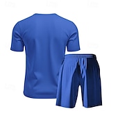economico T-shirt set da uomo-Per uomo Camicia a nido d&#039;ape Completi T-shirt Outfit 2 pezzi Maglietta e pantaloncini Manica Corta Scollo a V Estate Semplice Moda Casual Allacciato 2 Pezzi Vacanza Abbigliamento quotidiano Uscire