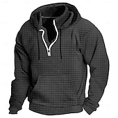 baratos hoodies básicos dos homens-Homens Moletom Moletons Waffle Moletom com capuz Quarter Zipper Hoodie Moletom Tático Preto Branco Vinho Azul Marinha Verde Com Capuz Tecido Bolsos Desportos e Ar livre Diário Streetwear Básico
