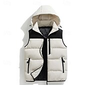 preiswerte Westen-Herren Wanderweste Pufferweste Ärmellos Weste Außen Thermowarm Winter Reißverschluss Tasche Polyester Schwarz Grün Khaki Jagd Angeln Klettern