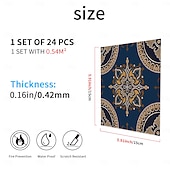 お買い得  ウォールステッカー-24枚のモロッコ風タイルステッカー、厚手のクリスタルフィルムPVC壁用デカール、防水 &amp;耐油性、取り外し可能なレトロなタイル壁装飾、バスルーム、キッチン、ヴィンテージホーム