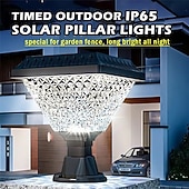 economico Applique per esterni-Lampada solare da esterno a LED con telecomando, temporizzata, con pilastro luminoso, IP65, lampada solare da giardino a LED, dimmerabile, RGB, luce calda, luce bianca, luce neutra, lanterna solare,