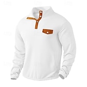 economico Felpe di base-Per uomo Maglia Velluto a coste Felpa con cappuccio Maglione Felpa con cappuccio abbottonata Nero Bianco Beige Grigio Colletto Mao Semplice Patchwork Sport &amp; Outdoor Casuale Quotidiano Streetwear