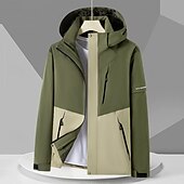 preiswerte Wasserdichte Jacken-Herren Windjacke Wanderjacke Hardshelljacke Außen Wasserdicht Winddicht Wanderoutfits Wanderbekleidung Frühling Herbst Oberteil Camping / Wandern / Höhlenforschung Laufen Patchwork Armeegrün Grün