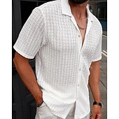 economico camicia da uomo con bottoni-Per uomo Camicia Camicia Estiva Camicia casual Camicia da Spiaggia Camicia con Bottoni Marrone Scuro Nero Bianco Verde chiaro Blu Manica Corta Semplice Bavero Vacanza Camicia hawaiana Abbigliamento