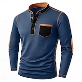 cheap Casual Henley Tee-Men&#039;s Waffle Henley Shirt Tee Long Sleeve Solid Color Plain Fashion Designer Casual Color Block Buttons Henley Outdoor Casual Daily Summer Fall Winter Black Navy Blue khaki Henley T-Shirt