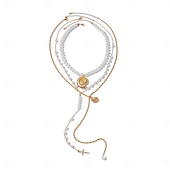 billige Halskjeder-Anheng Halskjede Perle Rhinstener Dame Personalisert Luksus dusk Multi Layer Dyr Bryllup Dråper Halskjeder Til Bryllup Fest Daglig