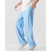 economico Pantaloni della tuta-Per uomo Pantaloni in cotone e lino Pantaloni Pantaloni della tuta a gamba dritta Tasca Elastico in vita Coulisse Semplice Comodità Sport all&#039;Aperto Quotidiano Moda Casual Nero Bianco Micro-elastico