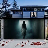 billige Halloween dekorasjon-Halloween Utendørs Garasje Dørtrekk Spøkelsesbrud Bedriftskaller Banner Stort Teppe Bakgrunns Dekorasjon Ferie Utendørs Garasje Dør Hjemme Vegg Dekorasjoner