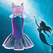 levne Dívčí kostýmy-Malá mořská víla Pohádka Princeznovské Ariel Šaty Kostým Postavy z pohádek cosplay Filmové kostýmy for Dívčí Dětské předvečer Všech svatých Karneval Světový den knihy Výkon Vzdělávací převlékán