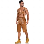 abordables pantalones de cuero-Oktoberfest Lederhosen Camisas Sombrero alpino bávaro Alemán prados Hombre Carnaval Fiesta Festival de Cerveza Paño de estilo tradicional Blusa Pantalones cortos Accesorios