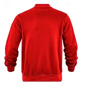 tanie Casualowe kurtki-Męskie Kurtka zimowa Kurtka polarowa Zwykła kurtka Kurtka uniwersytecka Urlop Codzienny Keep Warm Kieszeń Polar Jesień Zima Równina Moda Moda miejska Kołnierz stawiany Regularny Czarny Czerwony