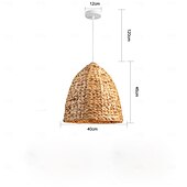 お買い得  ランタンデザイン-カントリーヴィンテージペンダントライト、ラタン素材、高さ46cm、温白色/白色光、E26 E27、調節可能なチェーン