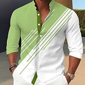 economico Geometrica-Per uomo Geometrico Linea Camicia Camicia con colletto alla coreana Manica Lunga Business Casual Formale Abbigliamento Quotidiano Primavera Autunno Collo alla coreana Colletto alla coreana Stampa 3D