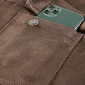 abordables Vestes en Suède Synthétique-Homme Veste Légère Veste en faux suède Vacances Quotidien Avec Poches Printemps Automne Uni Mode Classique Revers Régulier Noir Kaki Café Gris Veste