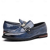 abordables Semi-formel-Mocassins en similicuir bordeaux pour homme, effet crocodile, avec boucle décorative en métal, pour hommes d&#039;affaires, événements formels et banquets