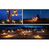 billige Halloween utendørs-1 stk halloween jul utendørs solcelledrevet vanntett blinkende flamme håndholdt lykt 28 led-stråler gårdsplass hage plen sti anhengslampe hengende lys dekorativ lys landskapslys