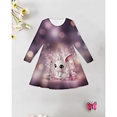 halpa 3D Shining Vision -mekko-Tyttöjen 3D Kani Mekko Pitkähihainen Kesä Kevät Loma Päivittäin Pyhäpäivä Prinsessa Kaunis Makea Lapset 4-12 vuotta Rento mekko A linjainen mekko Polvipituinen Normaali