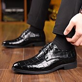 economico Formale-scarpe oxford da uomo in similpelle con stampa coccodrillo verde – stile stringato lucido per gentiluomini eleganti, cocktail party e incontri di lusso