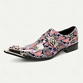 cheap Premium Leather Loafers-Men&#039;s Punk-Inspired Pink Python Print Monk Strap Shoes – Statement Dress Footwear for Stylish Men at Clubs and Special Occasions