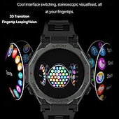 abordables Relojes inteligentes-Reloj inteligente deportivo para hombre, con linterna LED, Bluetooth, llamadas, control del ritmo cardíaco, asistente de voz, SOS, para exteriores, 1,52