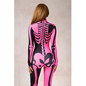 economico Teschi &amp; Ossa-Teschio Scheletro Halloween Body Catsuit a Corpo Intero Costume Spaventoso Bambini Adulti Per uomo Per donna Ragazzi Halloween Carnevale Giorno della morte Performance Feste Club Costumi di Halloween