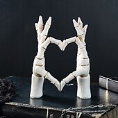 cheap Halloween Hanging &amp; Tabletop Decorations-Halloween Resin Skeleton Heart Hands Decor, Skull Head with Skeleton Hands Forming Heart Shape, Spooky Tabletop Decoration for Halloween Party and Home Holiday Display