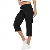 cheap Bottoms-Women&#039;s Cargo Pants Hiking Pants Trousers Outdoor Regular Fit Breathable Bottoms Pocket Drawstring Black White Cotton Camping / Hiking Running S M L XL XXL