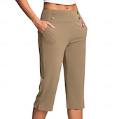 billige Vanlige leggings-Dame Bukser Fritid Treningsklær Kalv lengde Naturlig عادي Sidelommer Delt comfy Pustende Yoga- og dansesko Fritid / hverdag Sjøblå Svart Hvit Rosa Vår Høst Normal