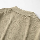 billiga cardigan tröja för män-Herr Tröja Cardigan Tröja Ribbad Sticka Vanliga toppar Stickat Slät Vik-över krage Semester Mode Ledigt Dagliga kläder Kläder Vår &amp; Höst Khaki grön M L XL