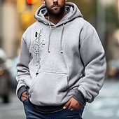 voordelige basic hoodies voor heren-Voor heren Trui met capuchon Khaki Lichtgrijs Grijs Capuchon Afdrukken Zak Sport &amp; Outdoor Dagelijks Feestdagen Polyester Basic Casual Boho Lente Herfst Kleding Hoodies Sweatshirts