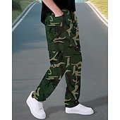 economico Pantaloni cargo-Per uomo Pantaloni Cargo Pantaloni Elastico in vita Coulisse Multi-tasche Semplice Mimetico Indossabile All&#039;aperto Quotidiano Campeggio &amp; Escursionismo Moda Classico Nero Verde militare