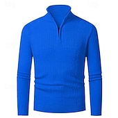 preiswerte Herrenpullover-Herren Pullover Pullover mit Viertelreißverschluss Strickpullover Zopfmuster Stricken Normale Oberteile Gestrickt Einfach Viertelreißverschluss Mode Lässig Urlaub Alltagskleidung Bekleidung Herbst