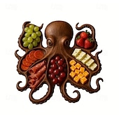 preiswerte Reisetaschen und Handgepäck-Oktopus-Wurstplatte, Oktopus-Design, Serviertablett aus Holz, neuartige Fleischsorten &amp;Käse-Brotbrett mit Obst-Ozean-Motiven, ideales Geschenk für Meeresfrüchte-Liebhaber
