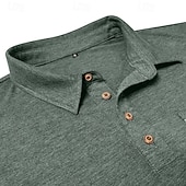 baratos Polo Clássico Masculino-Homens Pólo Camisa de golfe Desportos e Ar livre Casual Colarinho Clerical Clássico Manga Longa Roupa de rua Legal Tecido Bolso frontal Primavera &amp; Outono Normal Preto Branco Azul Verde Cáqui Cinzento