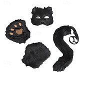 abordables Accesorios para el peinado del cabello-Conjunto de cola de zorro con cinturón ajustable y antifaz seductor: conjunto de disfraz de cosplay, ropa fetiche, atuendo sexy para juegos de rol para Halloween, fiestas y presentaciones.