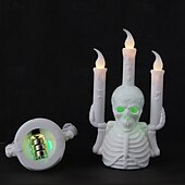 お買い得  装飾ライト-6/12個のハロウィンスカルキャンドルスティックランプLED電子キャンドルランプハロウィンホラー雰囲気レイアウト小道具デスクトップ装飾品