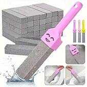 economico Prodotti per la pulizia-Set di 5 spazzole in pietra pomice con manico, detergente per il bagno per rimuovere calcare, ruggine e macchie da lavandino, piastrelle, vasca da bagno - strumenti per la pulizia con manico