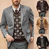 levne Pánské klasické blejzry-Pánské Blejzr z umělého semiše Blejzr Obchod Koktejlový večírek Svatebnívečírek Módní Na běžné nošení Jaro Podzim Polyester Pevná barva Kapsy Knoflíky Pohodlné Jednořadé Blejzr Černá Khaki Světle
