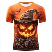 economico Magliette di Halloween-Halloween Per uomo Illusione ottica Zucca 3D Maglietta Manica Corta maglietta Stampa 3D Girocollo Camicia Moda Esagerato Quotidiano Feste Streetwear Casuale Arancione Arancione 2 Estate Primavera