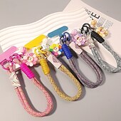 abordables Cordons et dragonnes pour téléphone-Corde courte imprimée pour téléphone portable, pendentif fleur, corde tissée courte à double usage, corde de suspension robuste pour voyage en plein air pour hommes et femmes
