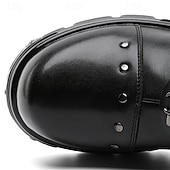 economico Stivali da motociclista-Per uomo Stivali Stivali da biker Camminata Vintage Casual Britannico Microfibra Confortevole Antiscivolo Caldo Stivaletti Mocassino Fascia Elastica Nero Argento Autunno Inverno