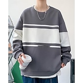 preiswerte Hoodie &amp; Sweatshirt-Herren Pullover Langarm Oberteil Athleisure Atmungsaktiv Leger Sportbekleidung Sportkleidung Patchwork Schwarz Beige Grau