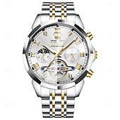abordables Relojes mecánicos-OLEVS Hombre Relojes Mecánico Al Aire Libre Moda Reloj Casual Reloj de Muñeca Cuerda Automática Pantalla de fase lunar Luminoso Calendario perpetuo Acero Reloj