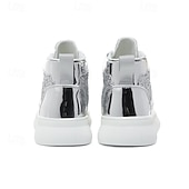 abordables Botines-Hombre Botas Zapatos de Paseo Casual Cuero PU Cómodo Antideslizante Transpirable Botines / Hasta el Tobillo Cordones Plateado Dorado Verano Primavera