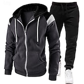 Pánské Tepláková souprava Sada oblečení Sady mikin Mikina Venkovní Denní Sport Kapsy Šňůrky Barevné bloky Černá Rubínově červená Námořnická modř Polyester Sportovní oděvy Módní Šik ven Jaro levne základní mikiny-Pánské Tepláková souprava Sada oblečení Sady mikin Mikina Venkovní Denní Sport Kapsy Šňůrky Barevné bloky Černá Rubínově červená Námořnická modř Polyester Sportovní oděvy Módní Šik ven Jaro