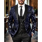 baratos Blazers Clássicos Masculinos-Homens Blazer O negócio Coquetel Festa de Casamento Moda Casual Primavera Outono Poliéster Gradiente Bolsos Botões Confortável Não Trespassado Jaqueta esporte Prata Azul Verde Escuro Roxo